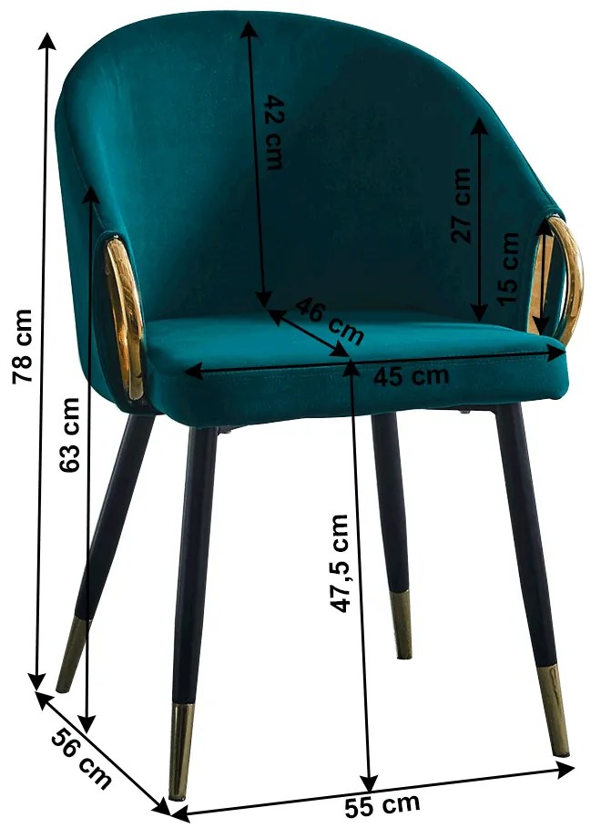Fotoliu de design Hafnon (Smaragd + auriu Crom). 1034355