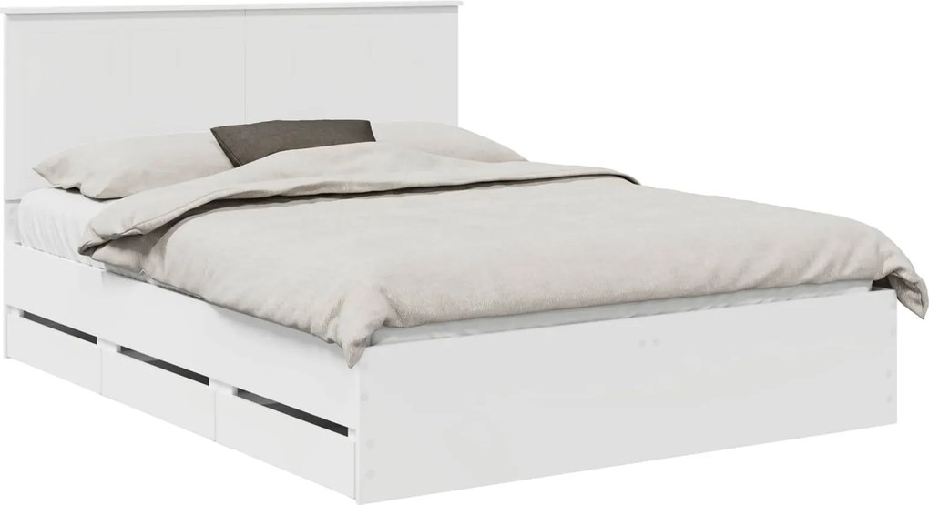 vidaXL Cadru de pat cu headboard Alb 150 x 200 cm Lemn Ingineresc