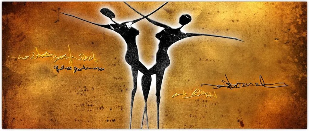 Tablou perechii dansând pictate (120x50 cm)