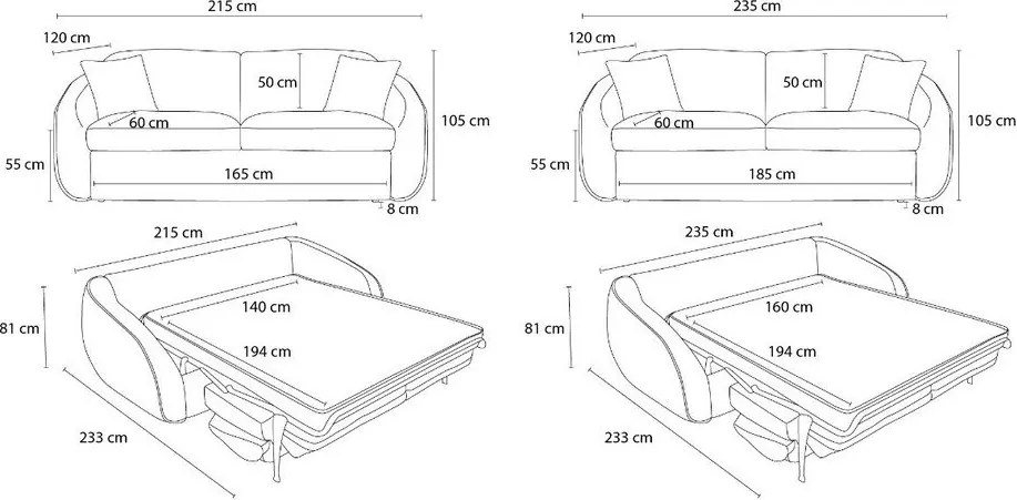 Canapea verde extensibilă 235 cm Cezanne – Bobochic Paris