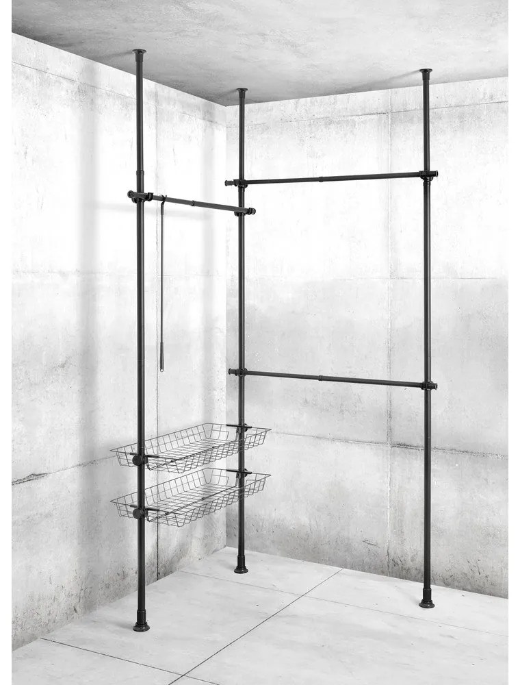 Suport pentru haine negru telescopic din metal Herkules – Wenko