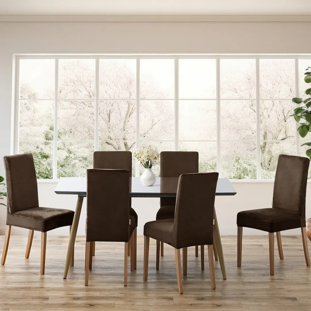 Restilo Husă pentru scaun Sento maro închis, 48 x48 x 58 + 10 cm, set de 4 bucăți
