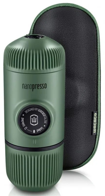 Espressor portabil Wacaco Nanopresso Moss Green, 18bar, 80 ml, Cafea macinata, Fara incarcare sau baterii, Husa, Verde