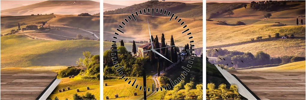 Tablou cu peisaj în carte (cu ceas) (90x30 cm)