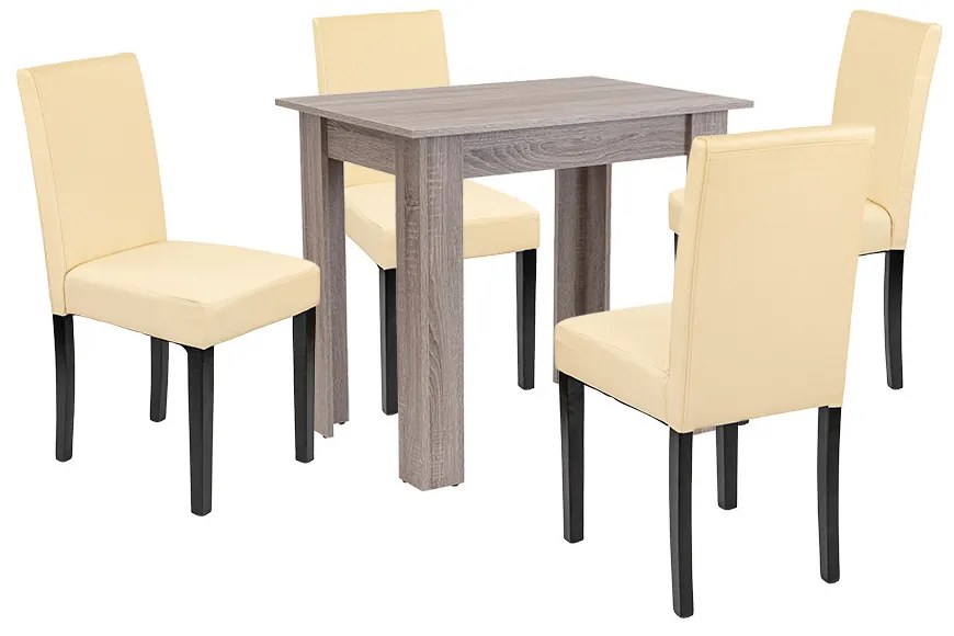 Set de masă Leon 4+1 stejar York-bej
