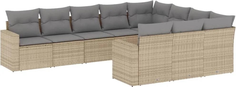 vidaXL Set canapele de grădină cu perne, 10 piese, bej, poliratan