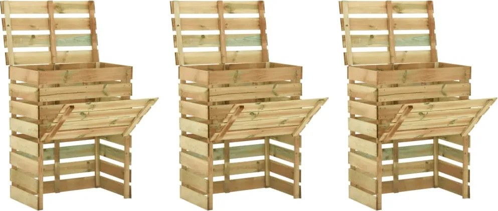 vidaXL Compostor grădină din șipci 3 buc. 80x50x100 cm lemn pin tratat