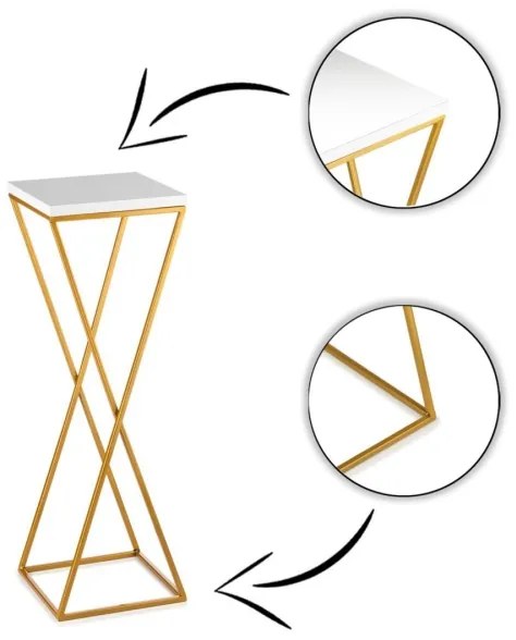 Suport pentru flori LOFT 70x24 cm auriu/alb