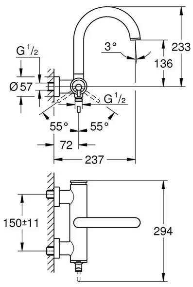 Baterie cada - dus Grohe Atrio monocomanda crom
