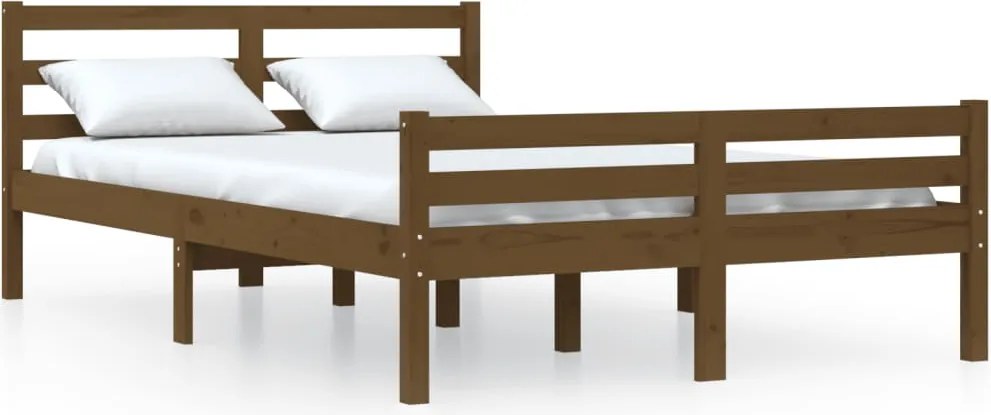 vidaXL Cadru de pat, maro miere, 140x190 cm, lemn masiv