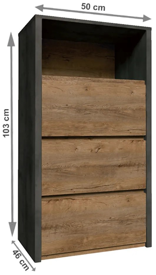 Comoda de sertare MONTANA KS3, gri