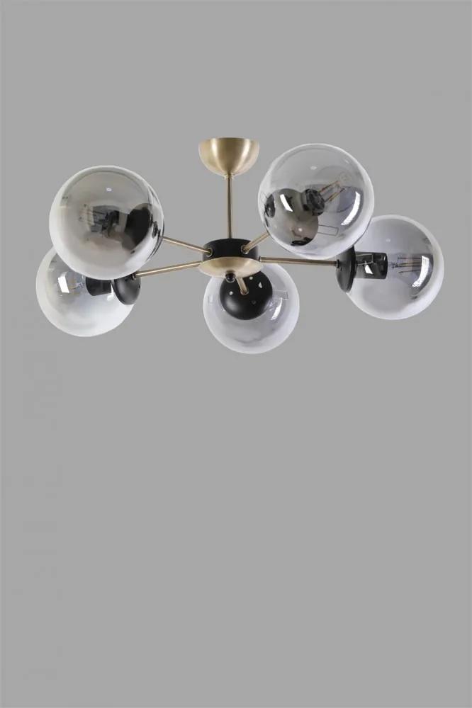 Venüs 5 Li Smoke Camlı Avize Design interior Candelabru Copper Smoke 60x60x25 cm