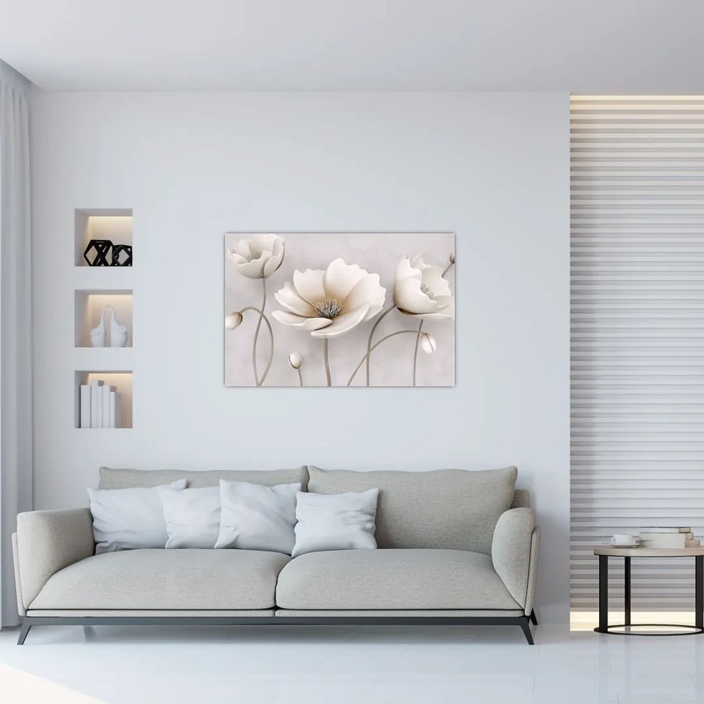 Tablou cu florile albe (90x60 cm)