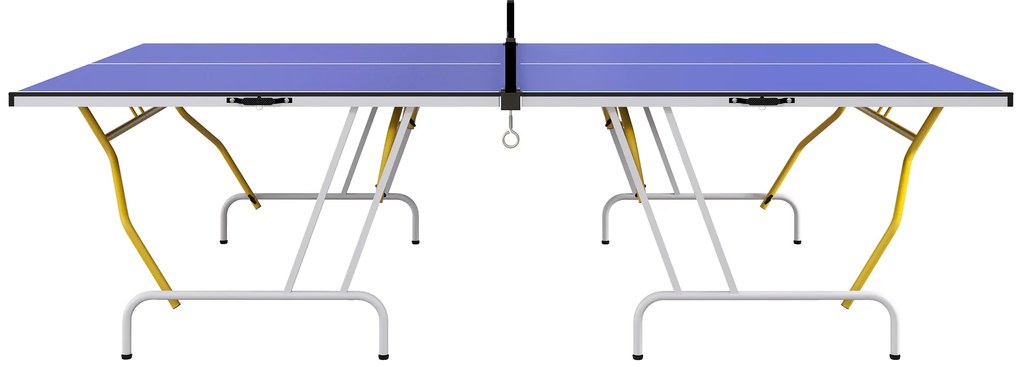 SPORTNOW Masa de Tenis de Masă pliabilă, inclusiv 2 rachete, 3 mingi, plasă, interior și exterior, cadru metalic, 274x152x76cm, Albastru | Aosom Romania