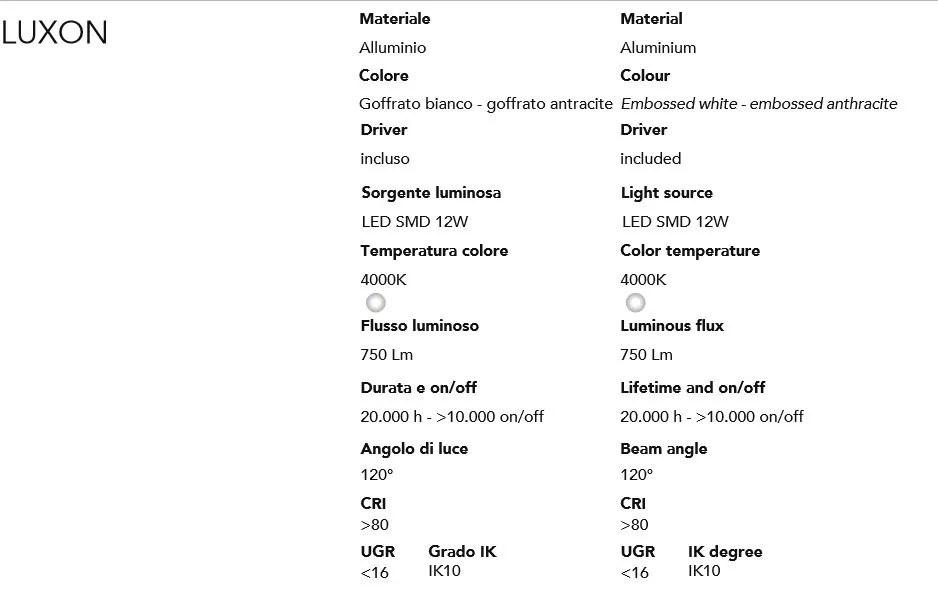 Aplica LED luminat exterior design modern IP54 LED-W-LUXON ANT FE