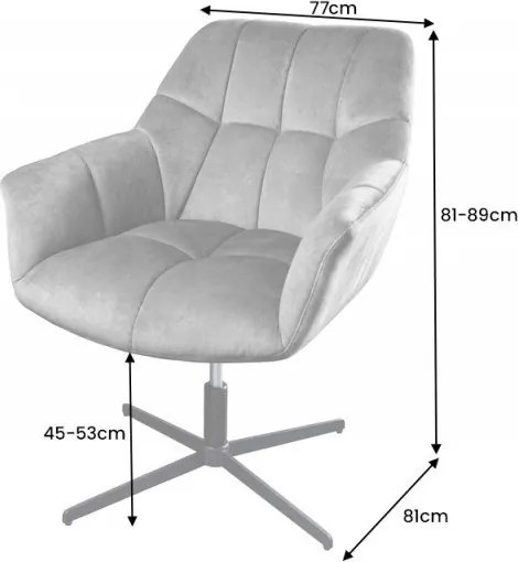 Fotoliu pivotant cu inaltime reglabila Papillon, catifea gri