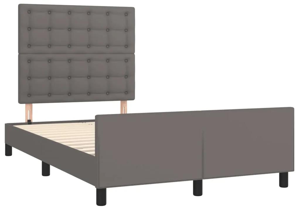 3270564 vidaXL Cadru de pat cu tăblie, gri, 120x190 cm, piele ecologică