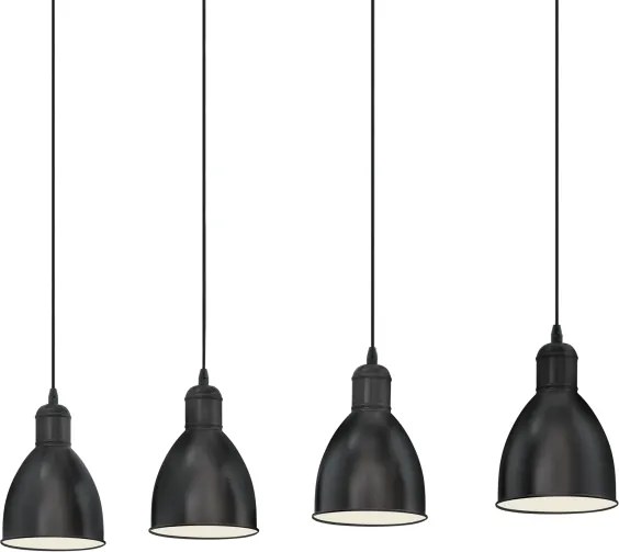 Eglo 55244 - Candelabru suspendat pe cablu PRIDDY 4xE27/60W/230V negru
