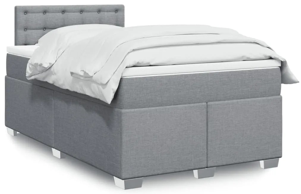 vidaXL Pat box spring cu saltea, gri deschis, 120x190 cm, textil