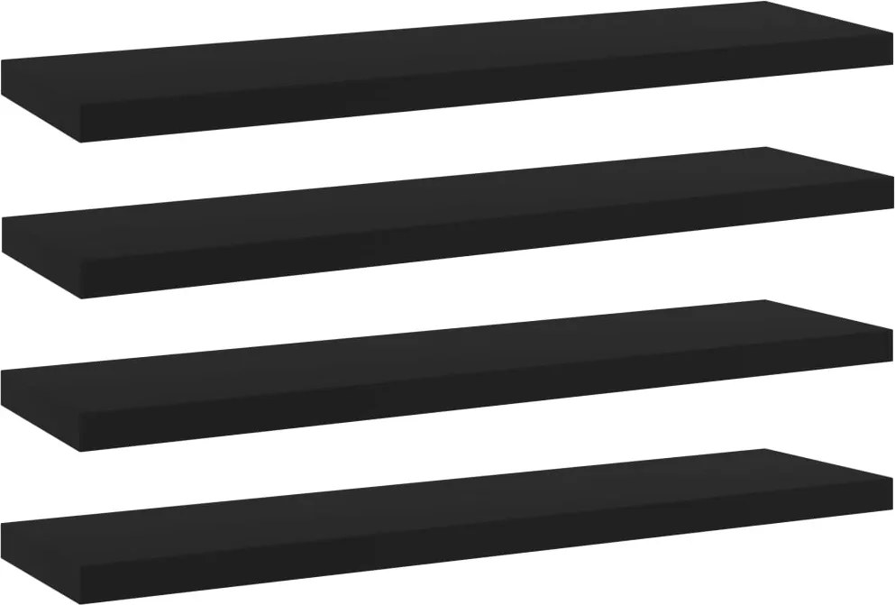 vidaXL Plăci bibliotecă, 4 buc., negru, 40 x 10 x 1,5 cm, PAL