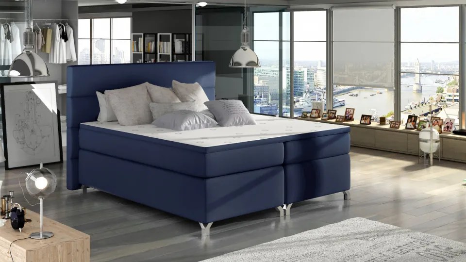 Pat tapitat boxspring, cu spatiu pentru depozitare, 180X200 cm, Amadeo 2, Eltap (Culoare: Bej)