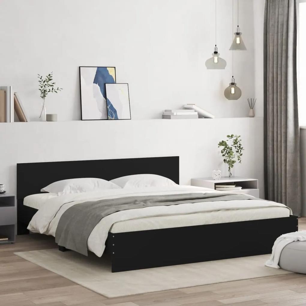 3207463 vidaXL Cadru de pat cu tăblie, negru, 180x200 cm