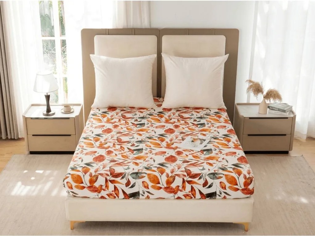 Cearsaf din microfibra AUTUMN LEAVES colorat 180x200 cm