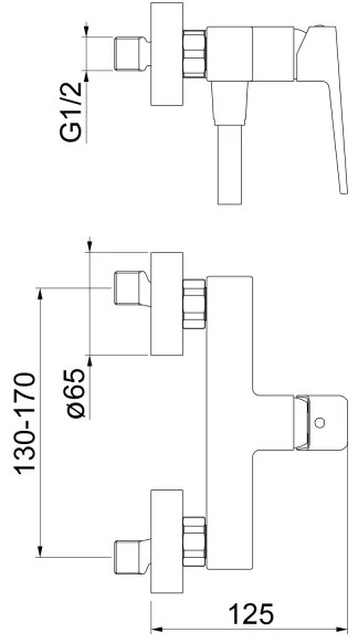 Sapho - Baterie de duș TURSI negru mat