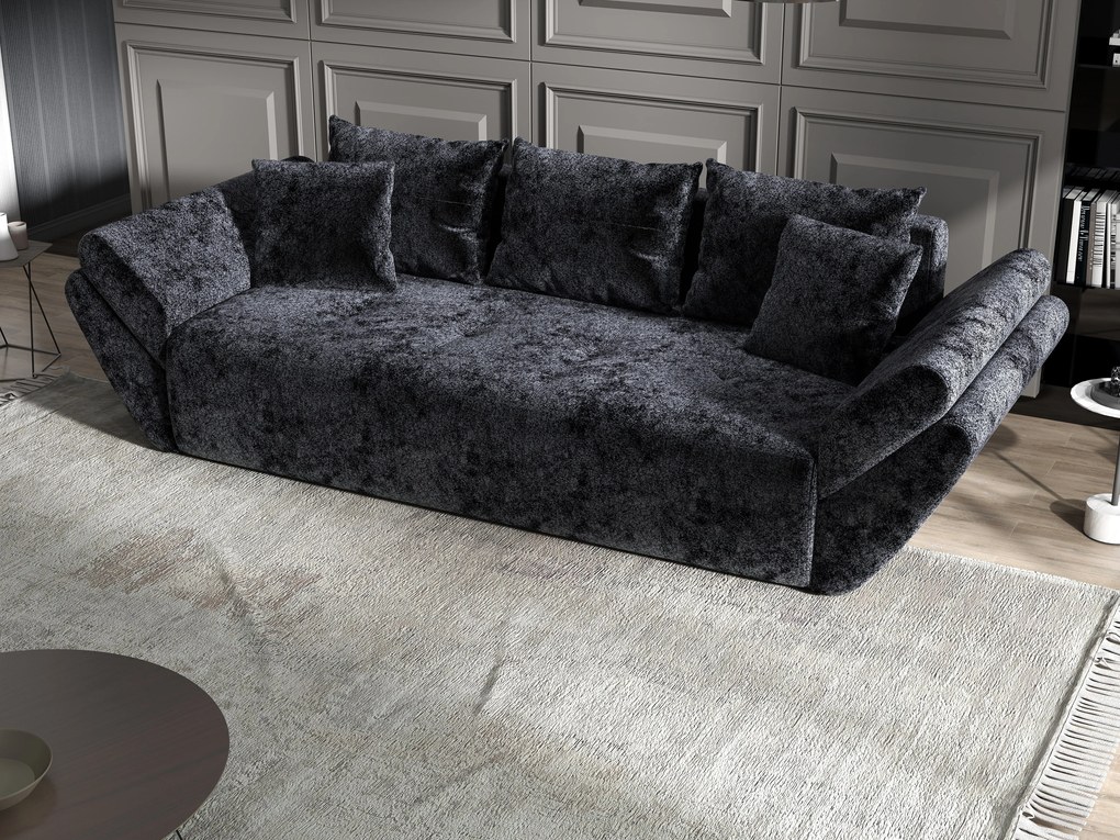 Canapea extensibilă dumonde cu ladă de depozitare si sezut confortabil din spuma high-density, Berlin Euphoria Black 250x100 cm