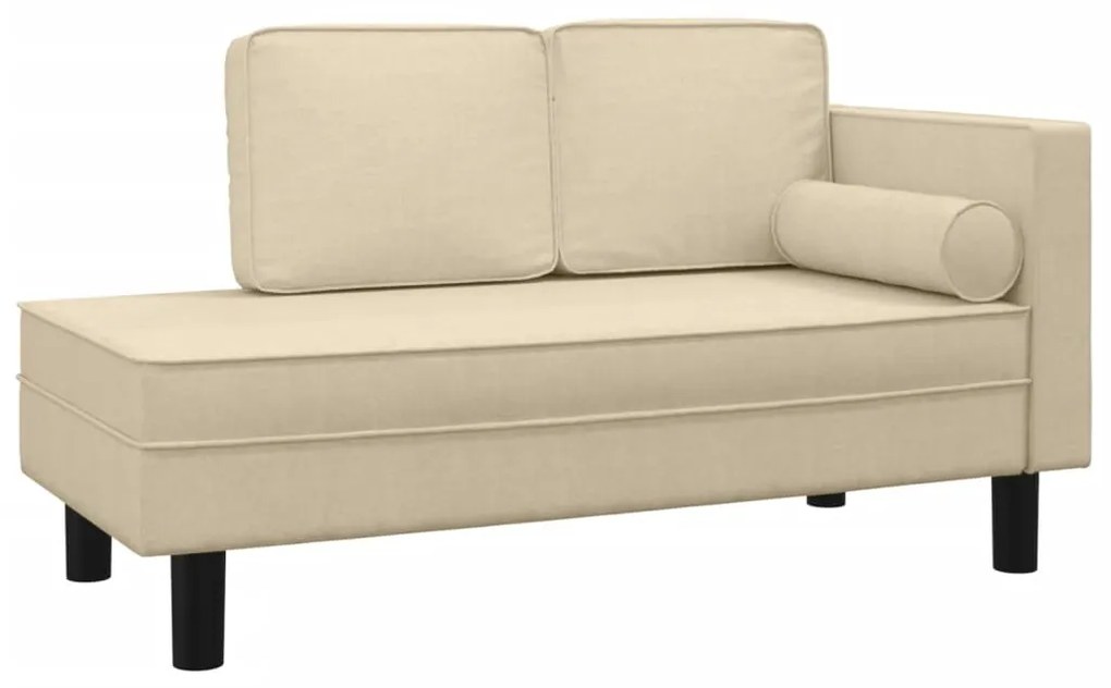 355023 vidaXL Șezlong cu perne și și pernuță cilindrică, crem, textil