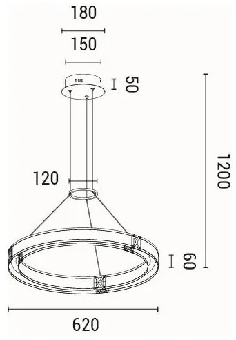 Lustră LED pe cablu LED/21W/230V 3000K 42x120 cm