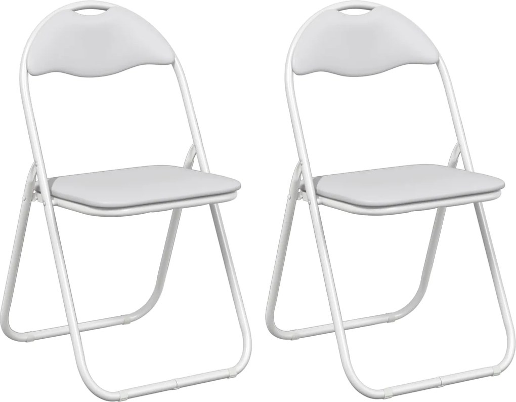vidaXL Scaun pliant 2 pcs Alb și gri 48 x 43,5 x 81 cm