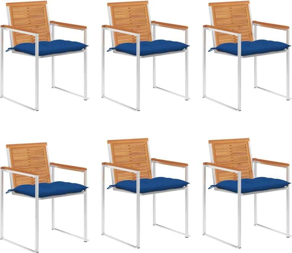 vidaXL Scaune de grădină cu perne, 6 buc., lemn masiv de acacia