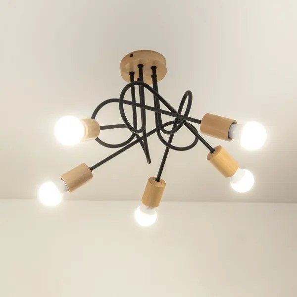 Lustră aplicată OXFORD 5xE27/15W/230V pin/negru