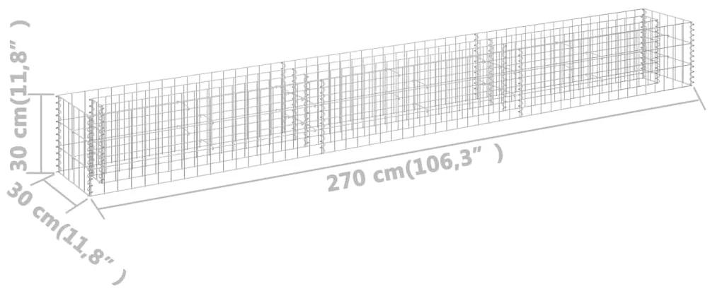 Strat inaltat gabion, 270 x 30 x 30 cm, otel galvanizat 1, 270 x 30 x 30 cm