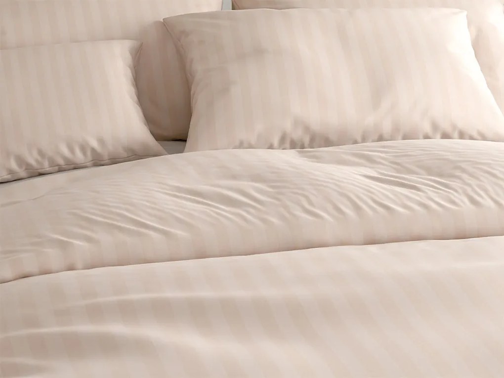 Lenjerie de pat din microfibra JASMINE sampanie - dunga 2 cm, buzunar hotel Dimensiune lenjerie de pat: 70 x 90 cm | 140 x 200 cm