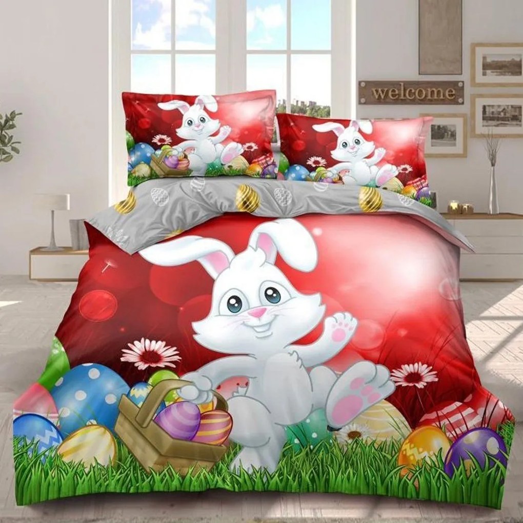 Lenjerie de pat 2 persoane, bumbac finet, 4 piese, 2 fete, Paste, SPAF35