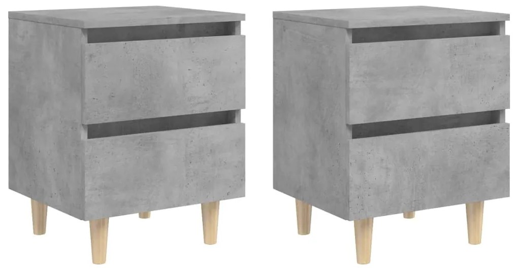 vidaXL Noptiere cu picioare lemn masiv pin 2 buc. gri beton 40x35x50cm