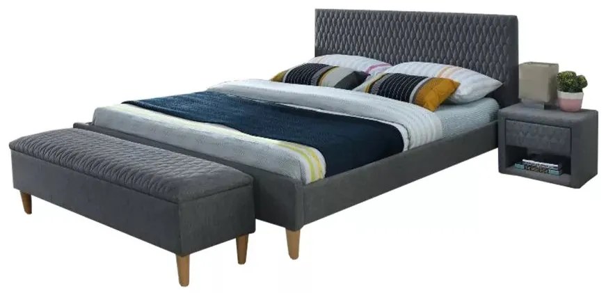 Banca tapitata Culoare Gri inchis / Stejar, AZURRO VELVET 14