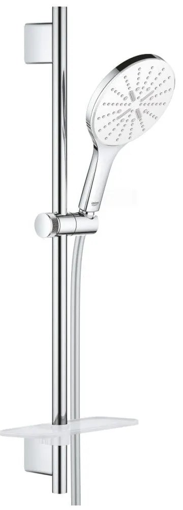 Grohe Rainshower Eco SmartActive 150 Set dus cu bara 60 cm si savoniera, crom alb (moon white)