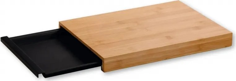 Tocator din bambus cu tava detasabila pentru colectarea resturilor Kesper 58358, 35,7 x 23,7 cm, Maro/Negru