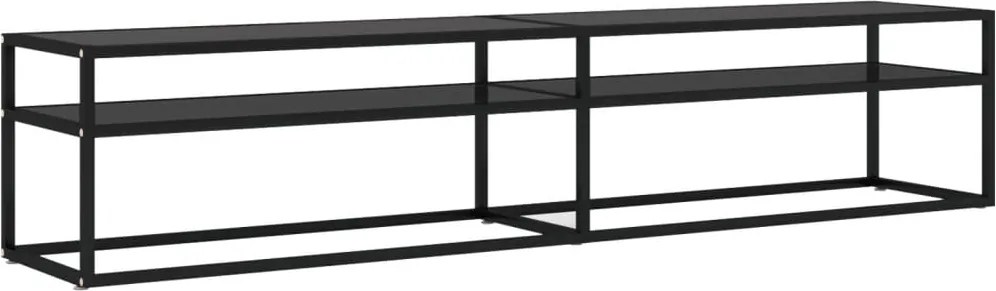 vidaXL Comodă TV, negru, 200x40x40,5 cm, sticlă securizată