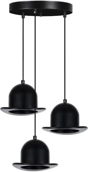 Lustră Mini Hat Ceiling Lamp Head Piece Duro, 3 becuri, negru