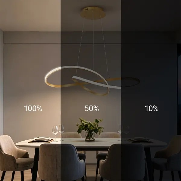 Brilagi - Lustră LED reglabilă suspendată pe cablu INFINITY LED/80W/230V 80x80 cm aurie + telecomandă