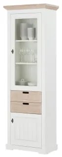 Vitrina Porto Dreapta Cu 2 Usi Si 2 Sertare Alb Si Natur, 67.5 Cm