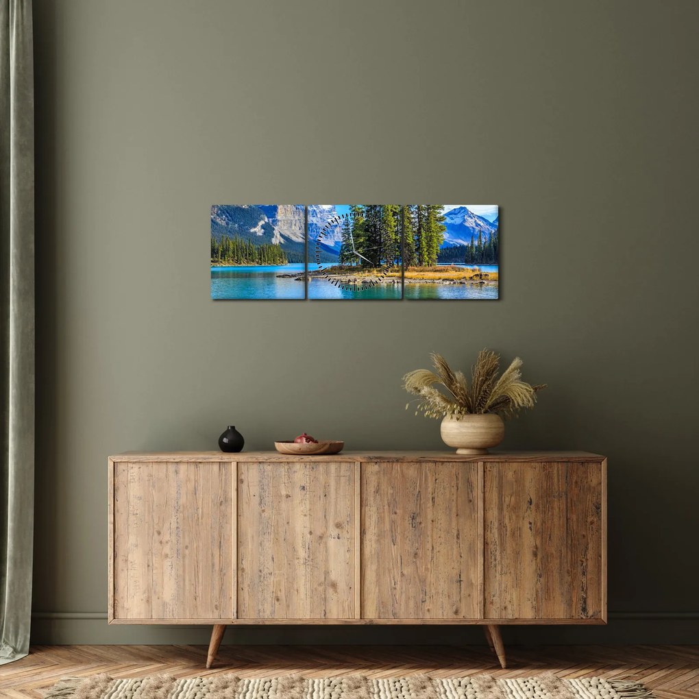 Tablou - Peisaj montan cu râu (cu ceas) (90x30 cm)