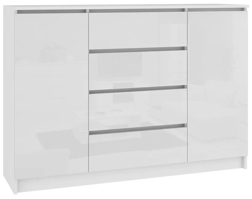 Supermobel Comoda AREVA K140 2D4SZ, 138x99x40, alb/alb luciu