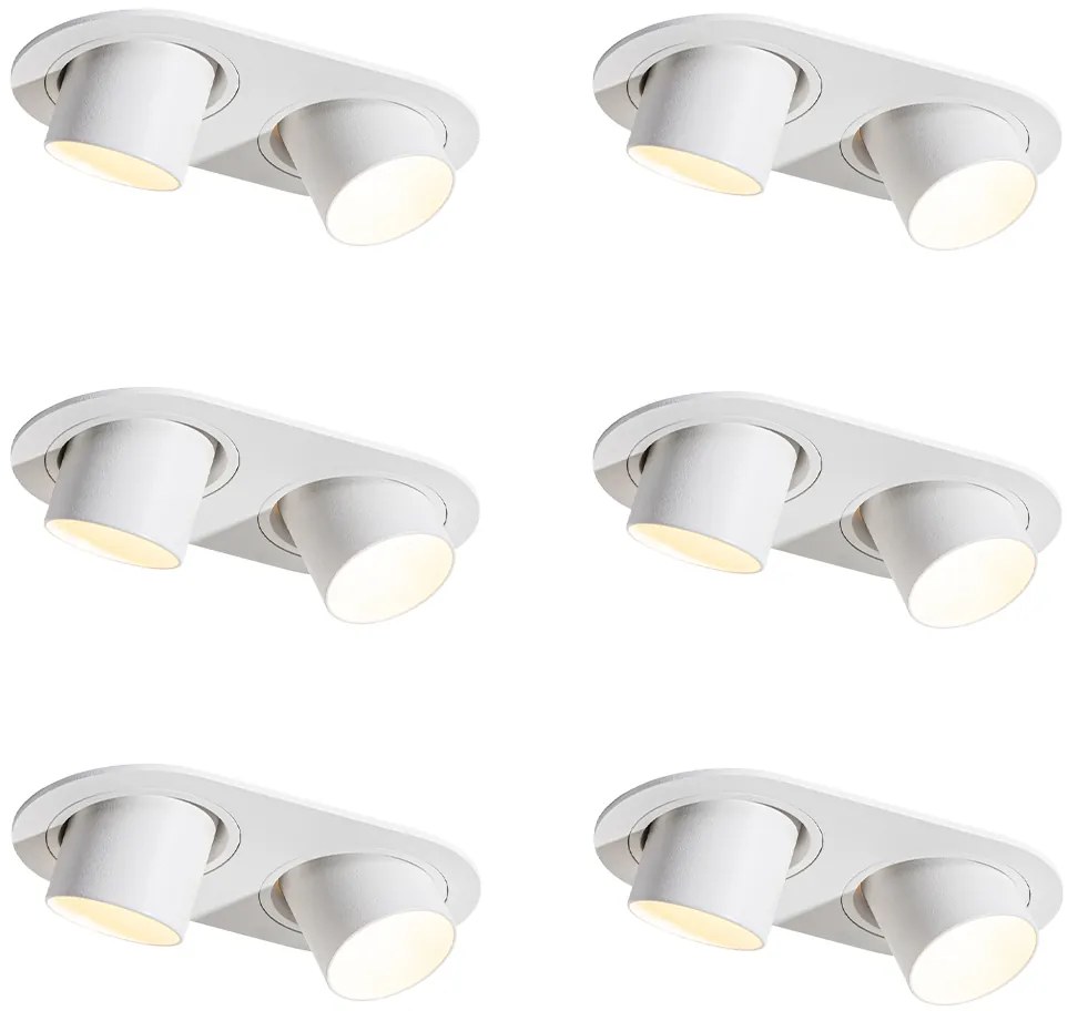 Set de 6 spoturi încastrate albe GU10 35mm înclinabile cu 2 lumini - Installa