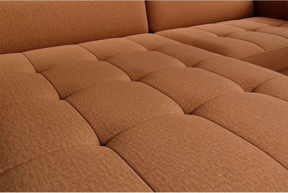 Colțar galben extensibil/cu spațiu de depozitare cu tapițerie din catifea (cu colț pe partea stângă/cu șezlong) Gomsi – ELTAP