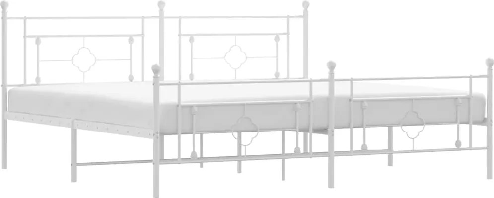 vidaXL Cadru de pat metalic cu tăblie de cap/picioare, alb, 193x203 cm
